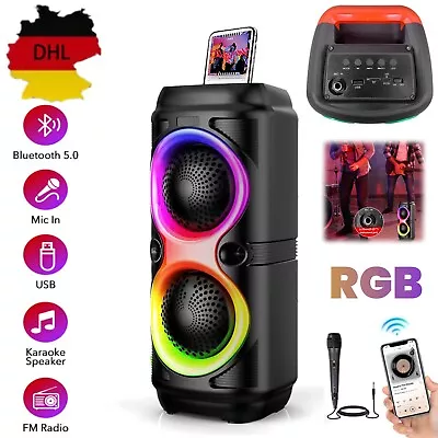 Kaufen Bluetooth Party Speaker Party-Stereo Lautsprecher Box Musikanlage Partybox RGB- • 24.99€