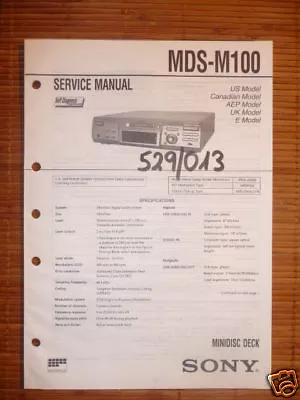 Kaufen Service Manual Für Sony MDS-M100 Minidisc Deck,ORIGINAL • 15.80€