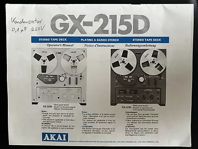 Kaufen AKAI GX-215D Bedienungsanleitung Original Für Tonbandgerät Tonband GX 215 • 10.95€