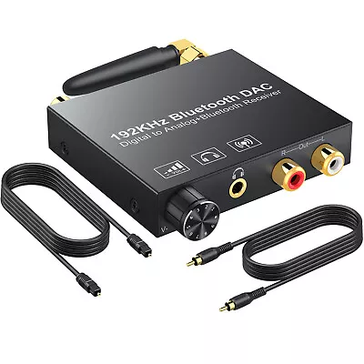 Kaufen 192kHz DAC Audio Konverter Digital Zu Analog Optisch Mit Bluetooth 5.0 Empfänger • 27.99€