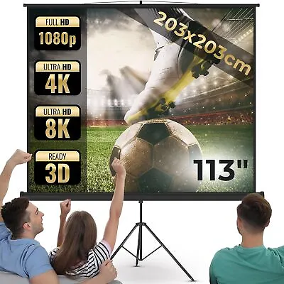 Kaufen Jago® Beamer Leinwand 1:1 4:3 16:9 203x203cm 113  Rolloleinwand Heimkino Stativ • 79.95€