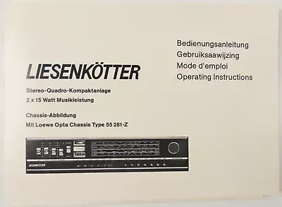 Kaufen Bedienungsanleitung Liesenkötter Stereo-Quadro-Kompaktanlage 55 281-Z  To-6835 • 9.90€