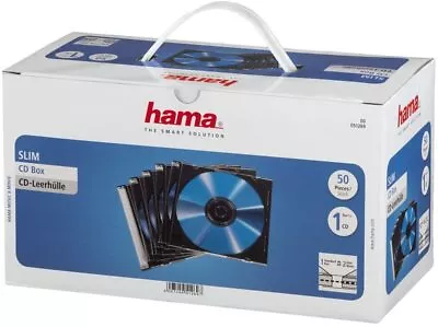 Kaufen Hama CD Leerhüllen Schutzhülle Slim Line Hüllen Transparent Schwarz 50er Pack • 21.99€