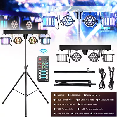 Kaufen Bühnenlicht LED Lichtset Mit Stativ & IR-FB Lichtanlage 2 Spots 2 Derbys DJ Show • 109.47€