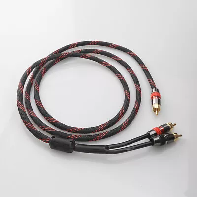 Kaufen Reines Kupfer HI-FI Eins Bis Zwei Cinch Kabel Subwoofer Audio RCA Stecker Kabel • 19.78€