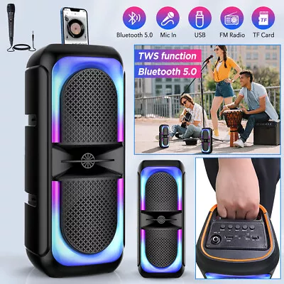 Kaufen Tragbarer Bluetooth 5.0 Lautsprecher Subwoofer Musikbox RGB Mit Mikrofon Stereo • 26.99€