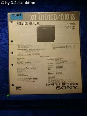 Kaufen Sony Service Manual XO D101CD / D101S Compact Hifi Stereo System (#3041) • 16€