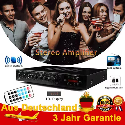 Kaufen 2000W Bluetooth Verstärker Vollverstärker HiFi Stereo Amplifier Digital FM USB • 57.99€