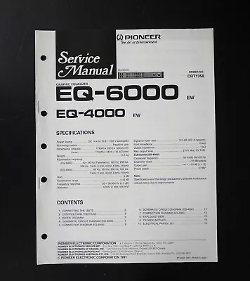 Kaufen Original PIONEER EQ-6000 /-4000 Equalizer Service Manual / Service Anleitung O4 • 23.90€