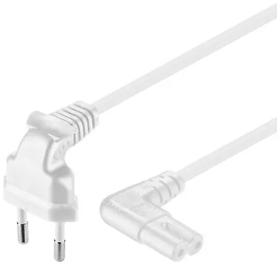 Kaufen Netzkabel Euro-Stecker An Gerätekupplung 0,75 M 90° Gewinkelt Weiß • 6.87€
