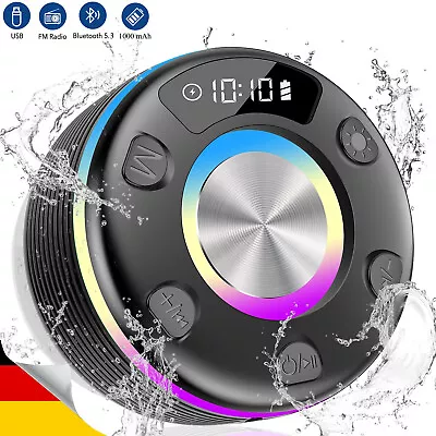 Kaufen Bluetooth Speaker Waterproof IPX7 6 Lichtmodi Mit Saugnapf Built-In Microphone • 20.99€