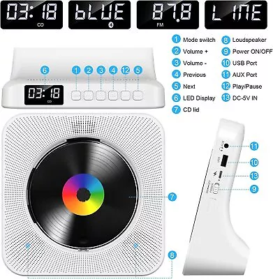 Kaufen Stereoanlage Kompaktanlage CD Player Bluetooth 5.0 MP3 Radio Tuner USB AUX WMA • 45.99€