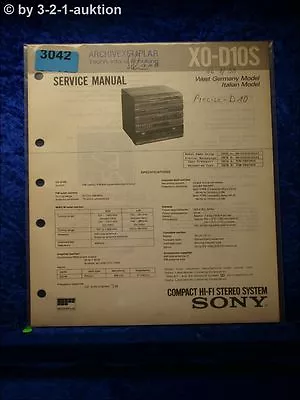 Kaufen Sony Service Manual XO D10S Compact Hifi Stereo System (#3042) • 16€