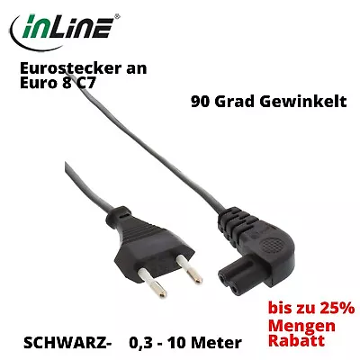 Kaufen InLine Netzkabel 0,3m - 10m Schwarz TV PS3 PS4 DVD 2 Pol. 7/16 Auf C7 Gewinkelt • 6.69€