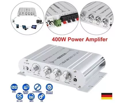 Kaufen 400W Aluminum Hifi Verstärker Stereo 2.1 Kanal Endstufe Auto Amplifier MP3 DVD • 15.33€