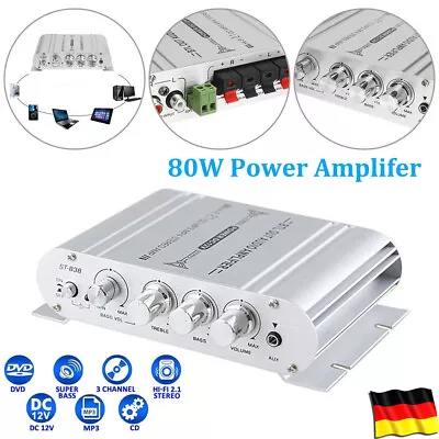 Kaufen Verstärker Stereo 2.1 Kanal Endstufe Auto Amplifier MP3 DVD Aluminium Machine • 14.79€