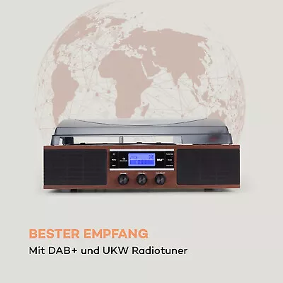 Kaufen Plattenspieler Retro Vinyl DAB+ Digitalradio FM Lautsprecher Stereoanlage Braun • 74.99€