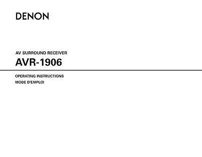 Kaufen Bedienungsanleitung-Operating Instructions Für Denon AVR-1906  • 12.50€