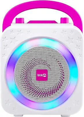 Kaufen Karaoke Anlage Rockjam Bluetooth Musik Audio Player LED Licht 10Watt Pink B-WARE • 19.09€