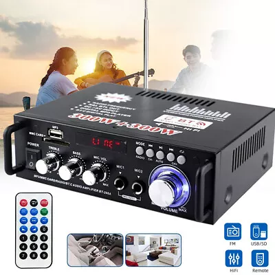 Kaufen 600W Bluetooth Verstärker Stereo Digitaler Verstärker FM Radio Hi-Fi Endstufe • 27.90€