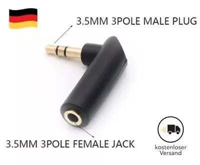 Kaufen Klinken Winkel Adapter Stecker Auf Buchse 3,5 Mm Stereo HIFI Vergoldet 90 Grad • 3.69€
