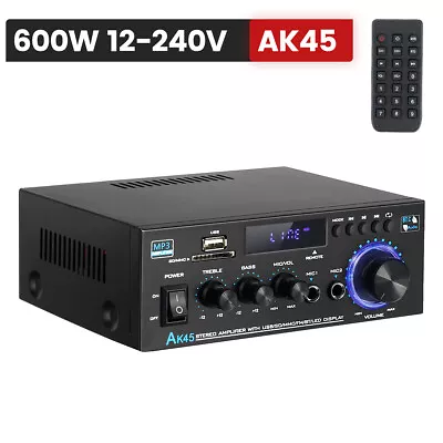 Kaufen Bluetooth Verstärker Audio Vollverstärker HiFi Stereo Amplifier FM Mic-Eingänge • 29.98€