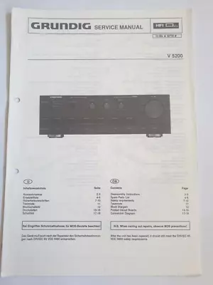 Kaufen Original Grundig Service Manual V5200 Verstärker Fine Arts HIFI • 15€