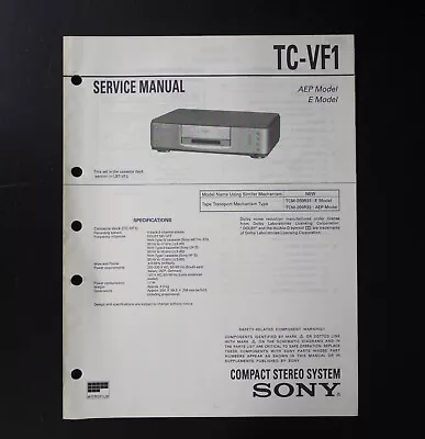 Kaufen Original SONY TC-VF1 Compact Stereo System Service Manual /Service Anleitung S18 • 19.50€