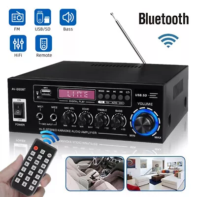 Kaufen 2000W Bluetooth Verstärker Vollverstärker HiFi Stereo Amplifier Digital FM DE • 29.99€