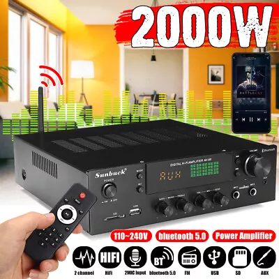 Kaufen 400-2000W Verstärker Stereo Amplifier HIFI Digital Bluetooth FM USB Vollverstärk • 27.99€
