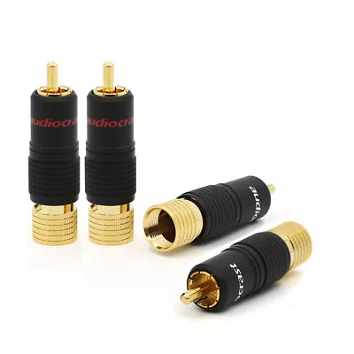 Kaufen 4 X Vergoldet Schweißfrei RCA Cinch Stecker Hi-Fi Audiokabel Connector Adapter • 10.70€