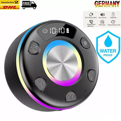 Kaufen Duschlautsprecher Bluetooth Wasserfest IPX7 Lautsprecher 6Lichtmodi Mit Saugnapf • 20.99€