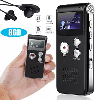 Kaufen Digital Diktiergerät Mini Tragbar Aufnahmegerät Audio Voice Recorder MP3 Player • 19.99€