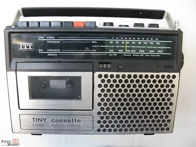 Kaufen ITT Tiny Cassette 109 - 2 Band Radiorecorder UKW / MW Für MC Musikkassette  • 129€