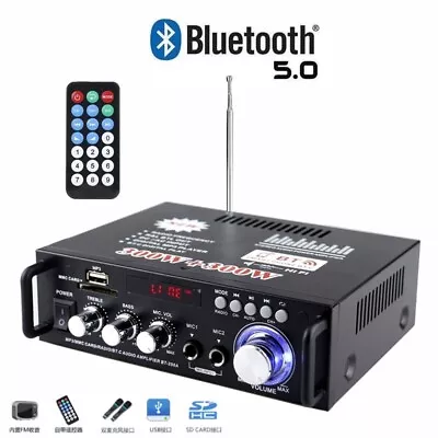 Kaufen HiFi Bluetooth5.0 Digital Power Sound Verstärker Stereo Audio Receiver USB FM • 23.99€