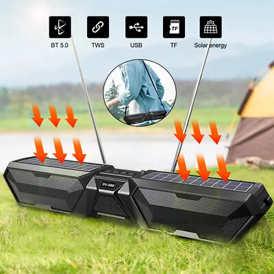 Kaufen Tragbarer Solar Bluetooth 5.0 Lautsprecher Kabelloser Stereo Außenlautsprecher • 19.39€