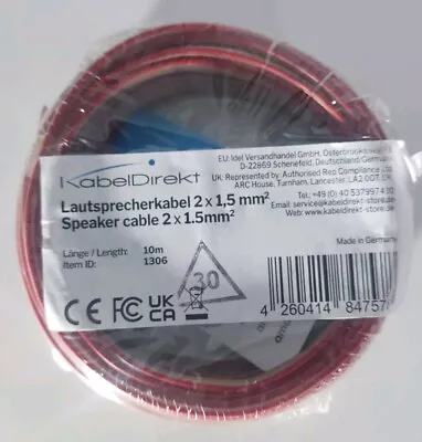 Kaufen KabelDirekt – Lautsprecherkabel – Reines Kupfer - 10m 2x1,5mm - Made In Germany • 3.99€