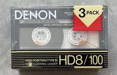 Kaufen 3x DENON HD8/100 METAL Head Cleaning Leader Leerkassette - Neu & Verschweißt • 99.95€