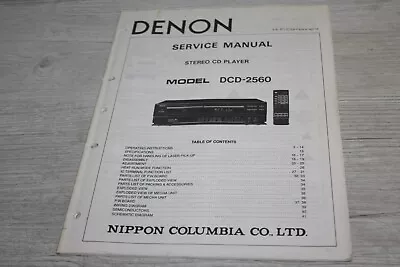 Kaufen DENON ORIGINAL SERVICEANLEITUNG CD ABSPIELER Typ: DCD-2560 Von 1988 • 14.90€