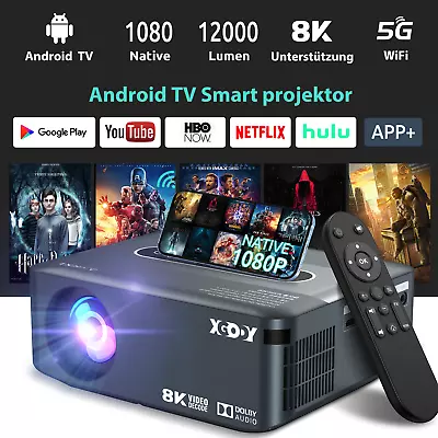 Kaufen 2024 NEU Beamer Projektor LCD 1080P 5G WiFi Bluetooth Android TV 4K HD Heimkino • 169.99€