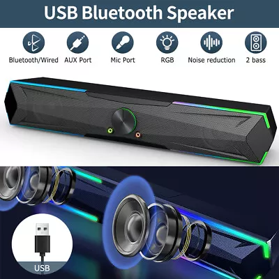 Kaufen Bluetooth PC Lautsprecher, USB Computer Soundbar Lautsprecher Für PC,HiFi Stereo • 26.20€