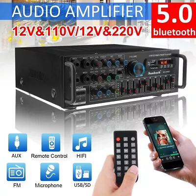 Kaufen 2000W Verstärker Stereo Amplifier HIFI Digital Bluetooth FM USB Vollverstärk • 59.45€