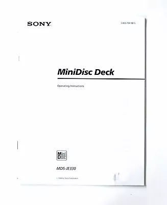 Kaufen Original SONY MDS-JE330 MiniDisc Deck Owner's Manual / Bedienungsanleitung !!! • 19€