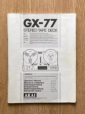 Kaufen AKAI GX-77  Original Bedienungsanleitung   Printed In Japan • 35€