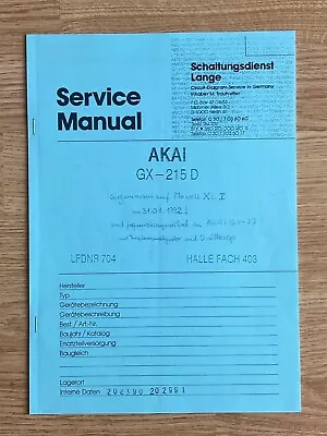 Kaufen Akai Gx-215 D  Serviceanleitung / Servise Manual • 10€