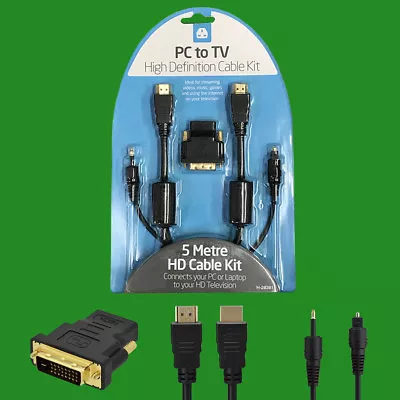 Kaufen 5m HD High Definition Kabel Kit PC Zu TV Streamen Laptop Musik Spiele Anschluss • 23.56€