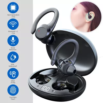 Kaufen Kabellos Bluetooth 5.2 Kopfhörer In Ear Ohrbügel HiFi TWS SportKopfhörer Schwarz • 12.99€