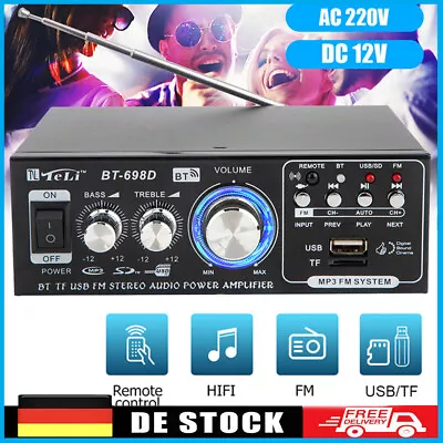 Kaufen 1200W Bluetooth Mini Verstärker HiFi Power Audio Stereo Bass AMP USB FM Auto DE • 22.99€