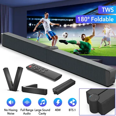 Kaufen Bluetooth 5.1 3D Soundbar Subwoofer Wireless Bluetooth Faltbarer TV Lautsprecher • 56.89€