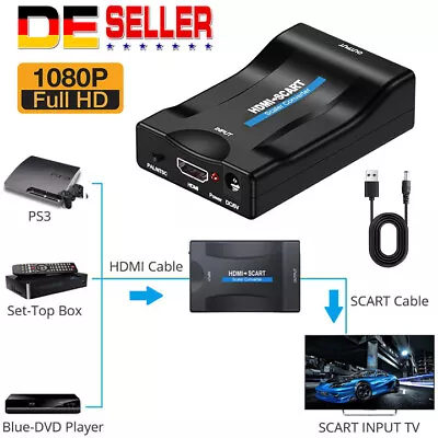 Kaufen Scart Zu Auf HDMI Konverter Wandler AV Scaler Converter Adapter 1080P HD TV DHL • 8.98€